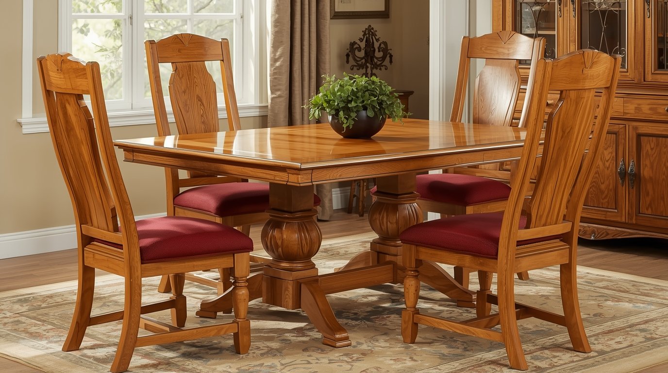 Handcrafted wooden dining table by Hireishopiu