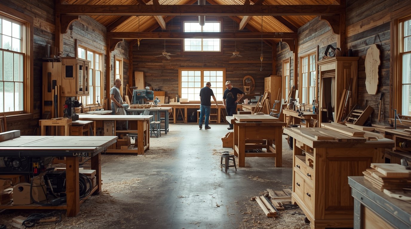 Interior of Hireishopiu woodworking workshop in Nelson